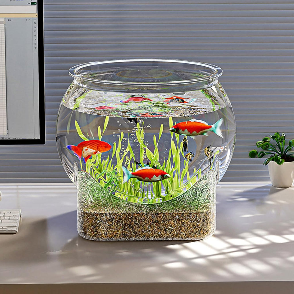 Large Fish Bowl, Round Fishs Tank, Clear Desktop Aquarium, 5 Gallon Fish Bowl Unbreakable, Desktop Bubble Bowls, for Home Bedroom Bathroom Desk Workplace