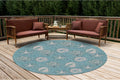 Liora Manne CARMEL Indoor/Outdoor Power Loomed Synthetic Blend Low Profile Area Rug - Transitional Coastal Seashell Decorative (Shells Aqua) (7'10" Round)