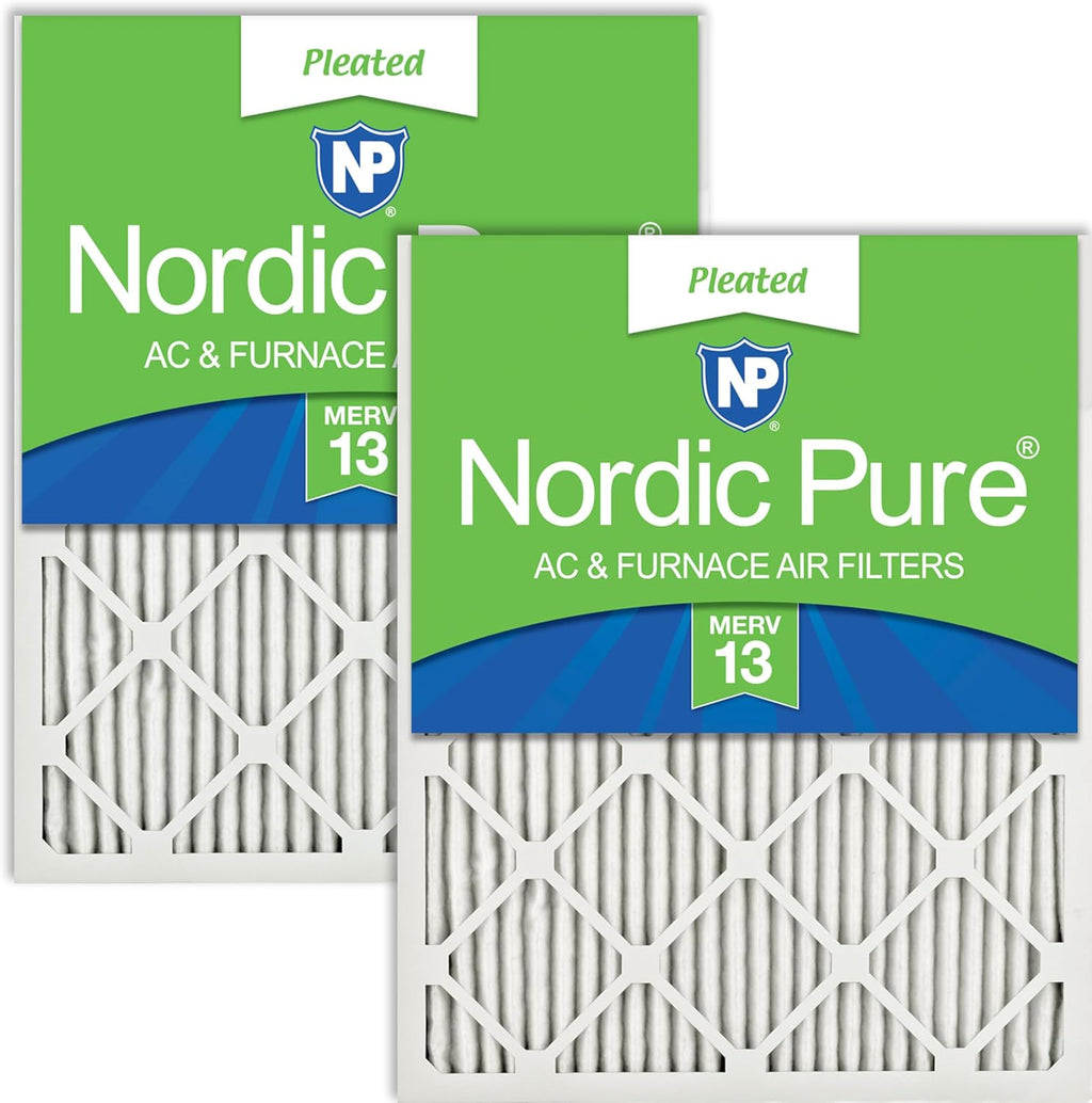 Nordic Pure 20x25x1 (19 1/2 x 24 1/2 x 3/4) Pleated MERV 13 Air Filters 2 Pack