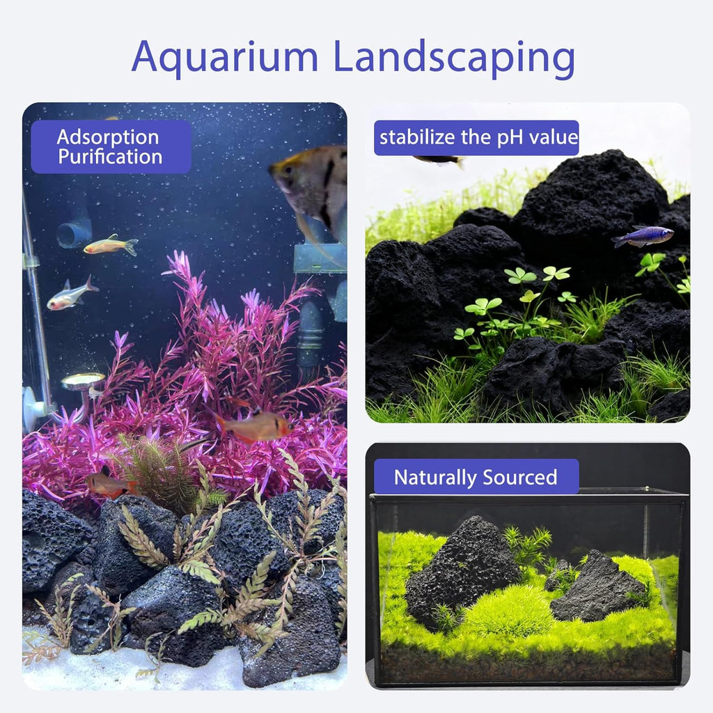 Volcanic Lava Rocks for Fish Tanks Bonsai Fire Pits Aquarium Rocks for Aquascaping,Terrariums,Bonsai,Garden Landscaping Decoration and Amphibian enclosures-10lb(4-7inches) 6-9pcs