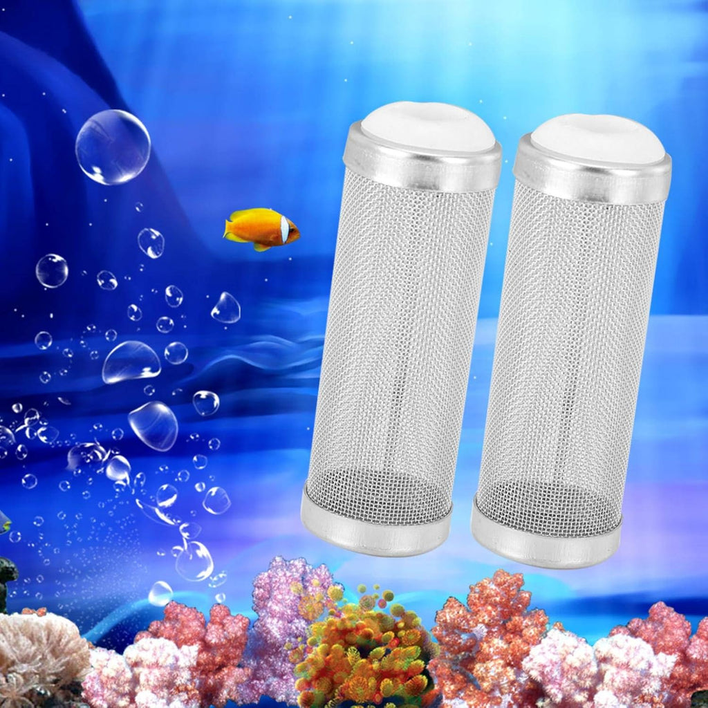 Joyzan Aquarium Filter Inflow Inlet Mesh, Stainless Steel Intake Shrimp Guard Protector Cover Screen Metal Fish Tank Prefilter Tube Strainer Net Protecting Basket Media Accessory 16mm 5Pcs Silver