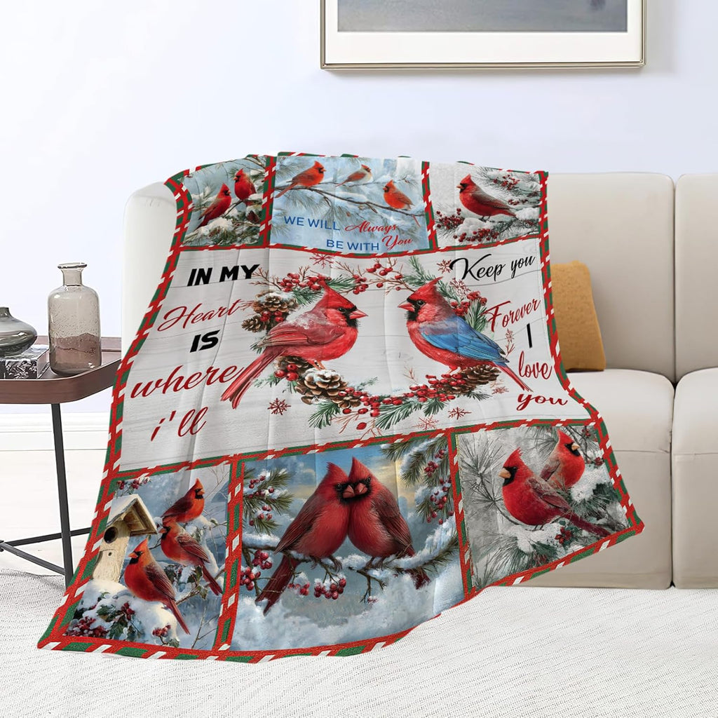 Cardinal Blanket Red Bird Throw Blankets for Girls Boys Kids Cardinal Lover Soft Cozy Fleece Plush for Couch Sofa Bed 60"x50"