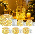 6 Pack 16FT 50 LED Fairy Lights Battery Operated with Timer, 8 Modes USB Mini Twinkle Light, Small String Lights for Christmas Tree Wreath Vase Bedroom DIY Wedding Decorations-Warm White