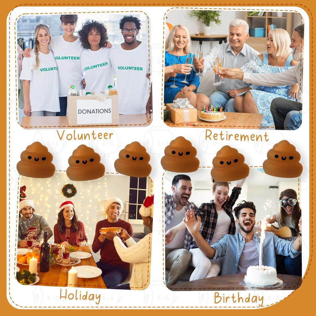 Wettarn 30 Sets Positive Stool Stress Ball Gifts Bulk Office Christmas Appreciation Gift Cute Emotional Luminous Stool Squeeze Inspirational Cards Mini Stress Relief Ball for Coworker Nurse Staff