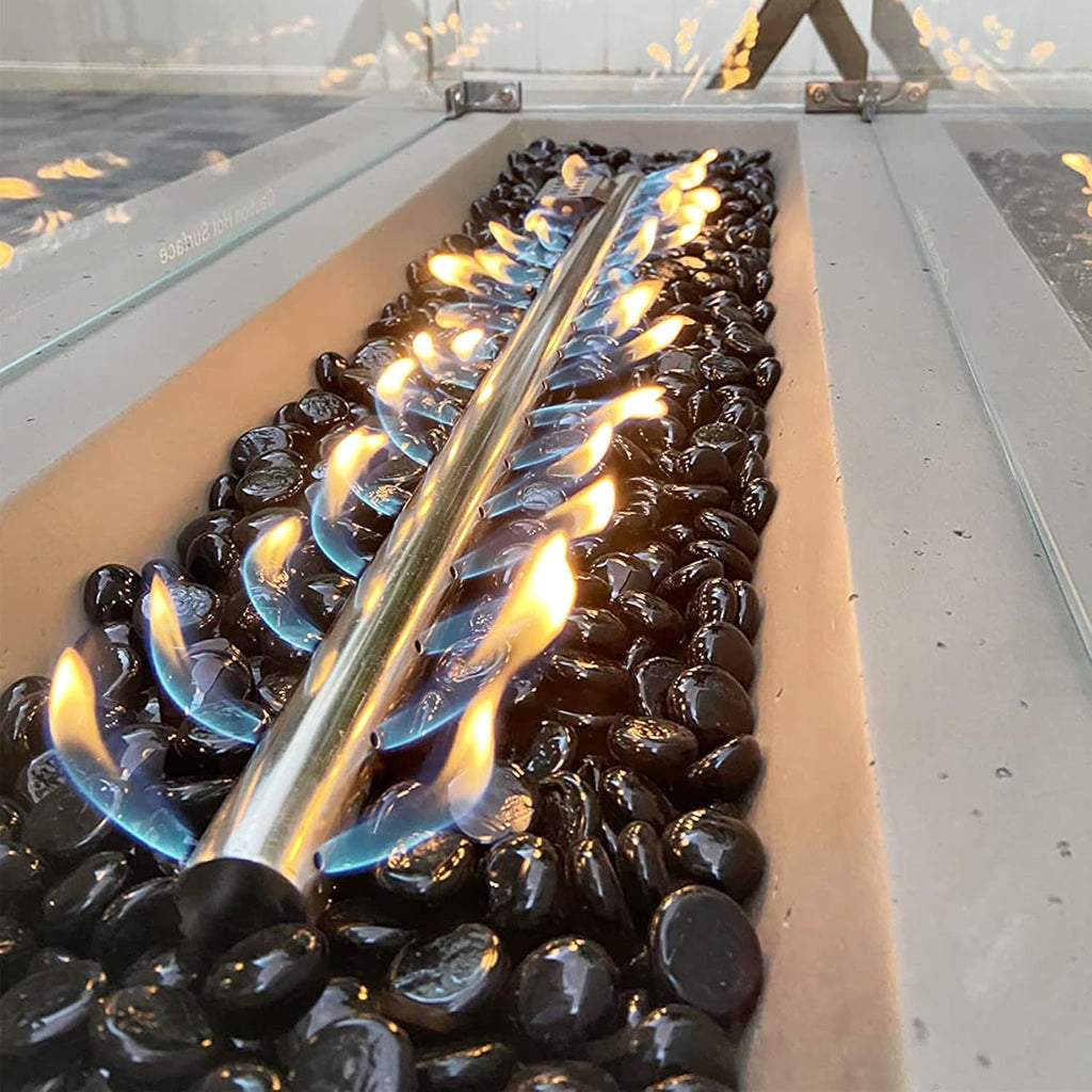 Skyflame 10-Pound Fire Glass Beads for Fire Pit Fireplace, 1/2-Inch Size Onyx Black Reflective Decorative Blended Fireglass Drops for Landscaping