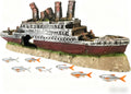 Aquarium Titanic Sunken Ship Decor, Resin Pirate Shipwreck Ornament, Fun Underwater Hideout for Fish & Tank Landscaping (Full Version)