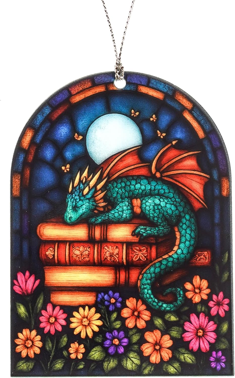 Fantasy Book Dragon Christmas Ornament 2025, Unique Acrylic Suncatcher Decoration for Book Lovers, Secret Santa White Elephant Gift for Women and Men, Magical Holiday Ornament Keepsake
