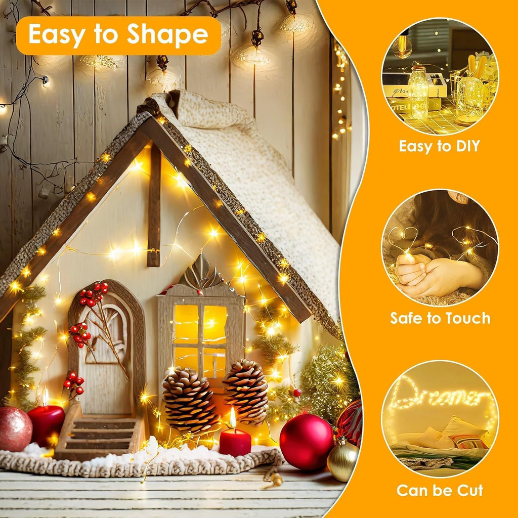 2Pack Each 66Ft 200LED Christmas Fairy Lights Plug in with Remote, Waterproof Twinkle Lights Outdoor Indoor, String Lights 8 Modes with Timer for Girl's Room Garden Christmas Decorations (Warm White)