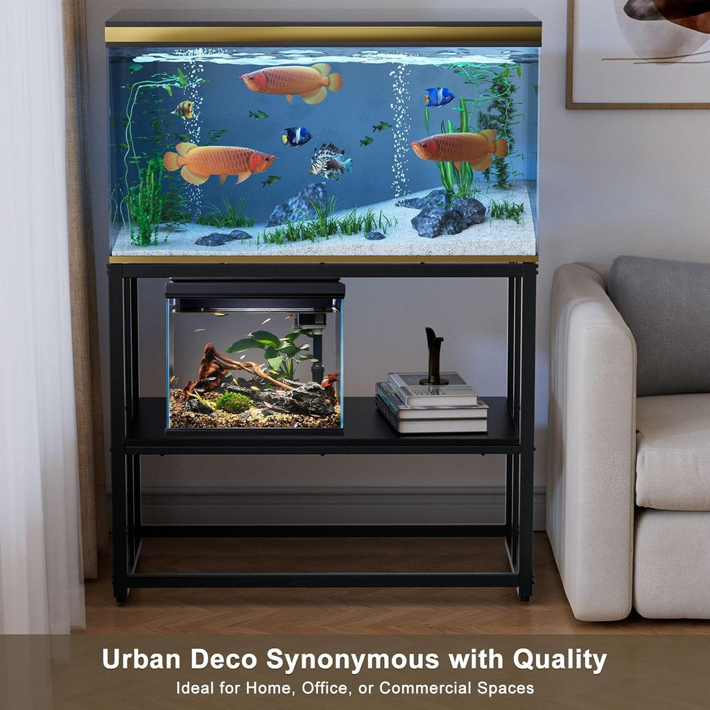 Urban Deco 40 Gallon Fish Tank Stand 660LBS Capacity For Aquarium Stand Metal Fish Tank Stand 38.2"x18.5"x29.5" Dual-Layer Design Terrarium Stand Ideal for Home and Office