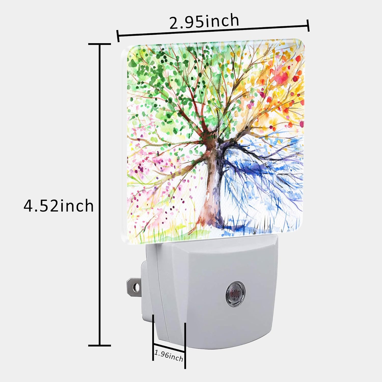 Night Light Plug into Wall Hand Painted Four Season Tree Night Light with Dusk to Dawn Sensor for Kid Girls Boys Women Men Room Decor, Hallway, Kitchen, Bathroom, Nursery, Stairs