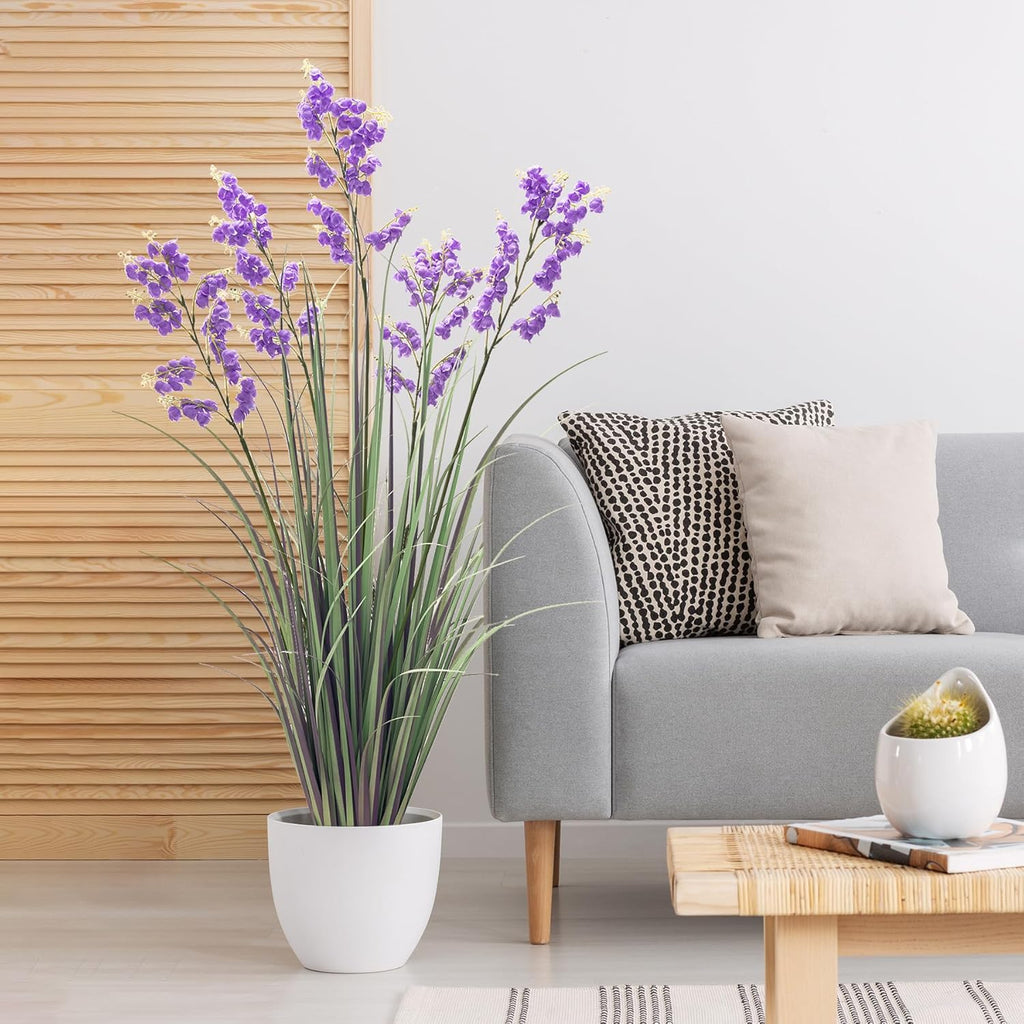 Green Onions Home Decor Fake Plants Lily of The Valley Snake Plant Home DéCor Accents Artificial Grass Room Decor Artificial Plants Indoor Artificial Grass 47“ 1 Pack（Purple）