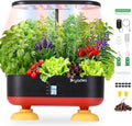 16 Pods Hydroponic Growing System, Indoor Garden with 24W Full-Spectrum LED, Smart Quiet Auto-Watering Herb Planter, Classic Red-Black Gift Design for Home, Office & Holiday