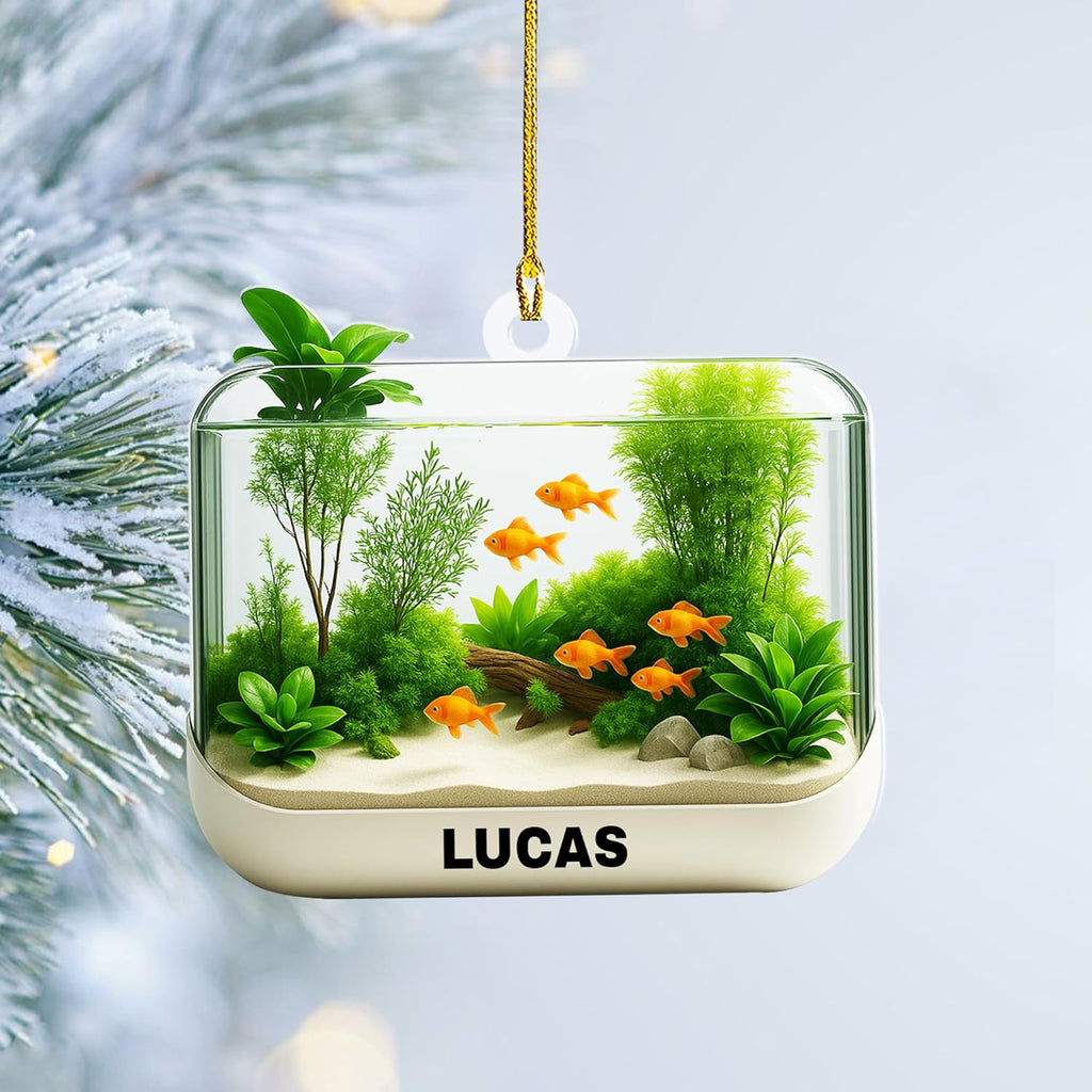 Personalized Aquarium Fish Tank Christmas Ornament 2025, Custom Name Clownfish Holiday Tree Decoration, Unique Keepsake Gift for Fish Lovers, Pet Owners, Kids, Aquarists (ON4)