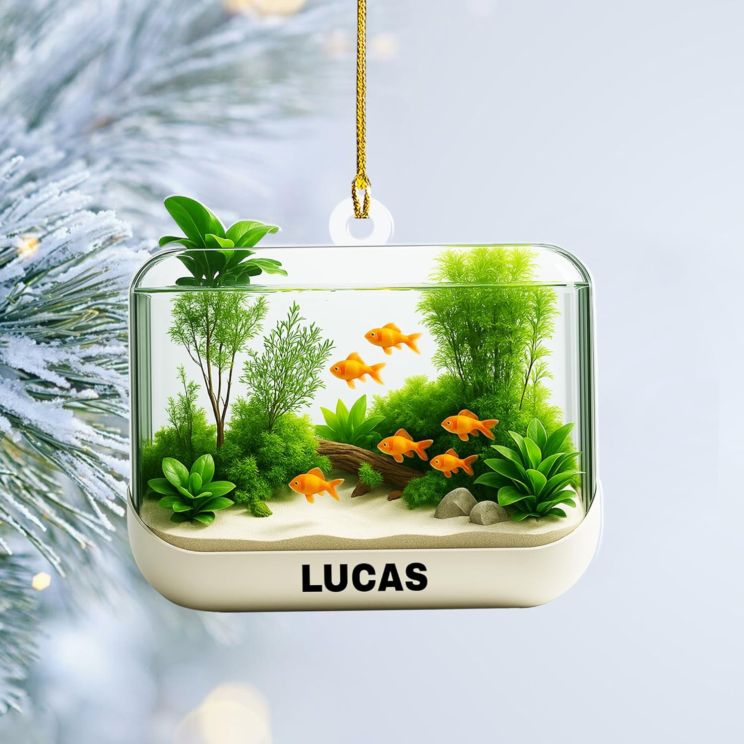 Personalized Aquarium Fish Tank Christmas Ornament 2025, Custom Name Clownfish Holiday Tree Decoration, Unique Keepsake Gift for Fish Lovers, Pet Owners, Kids, Aquarists (ON4)