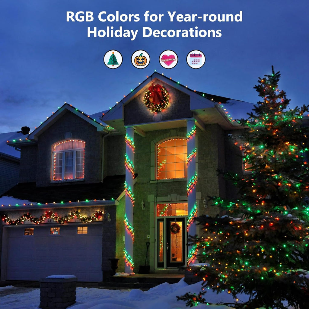 BrizLabs Orange Purple Halloween Lights, 33FT 100 LED RGB Color Changing String Lights with Remote, Dimmable Mini Christmas Light String with Timer for Indoor Outdoor Halloween Thanksgiving Xmas Decor