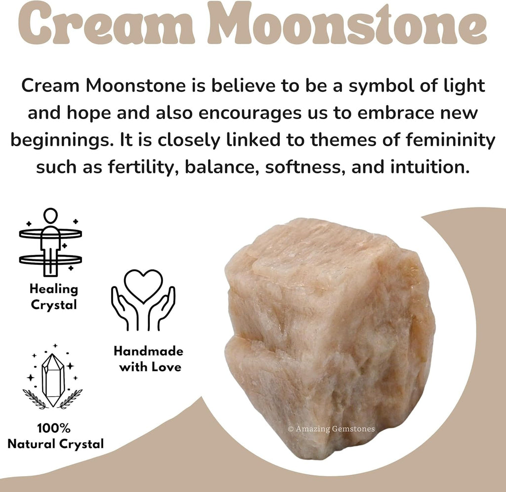 Amazing Gemstone Cream Moonstone Raw Crystals and Healing Stones, Natural Rocks for Tumbling and DIY Raw Stones and Crystals (1 lb)