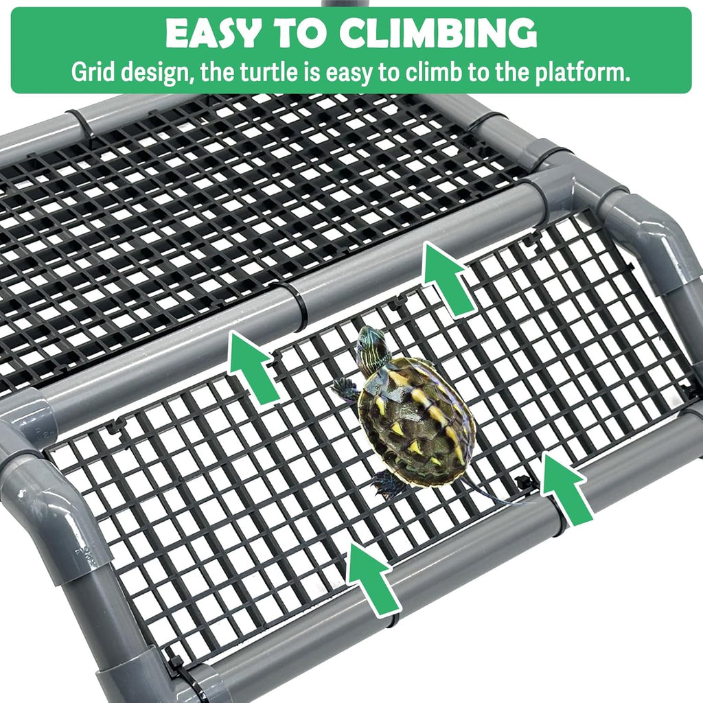 Fhiny Hanging Turtle Basking Platform, Plastic Turtle Dock Basking Area with Climbing Ramp Height Adjustable Reptile Floating Dock Tortoise Tank Accessories Decor for Lizard Gecko Hermit Crab