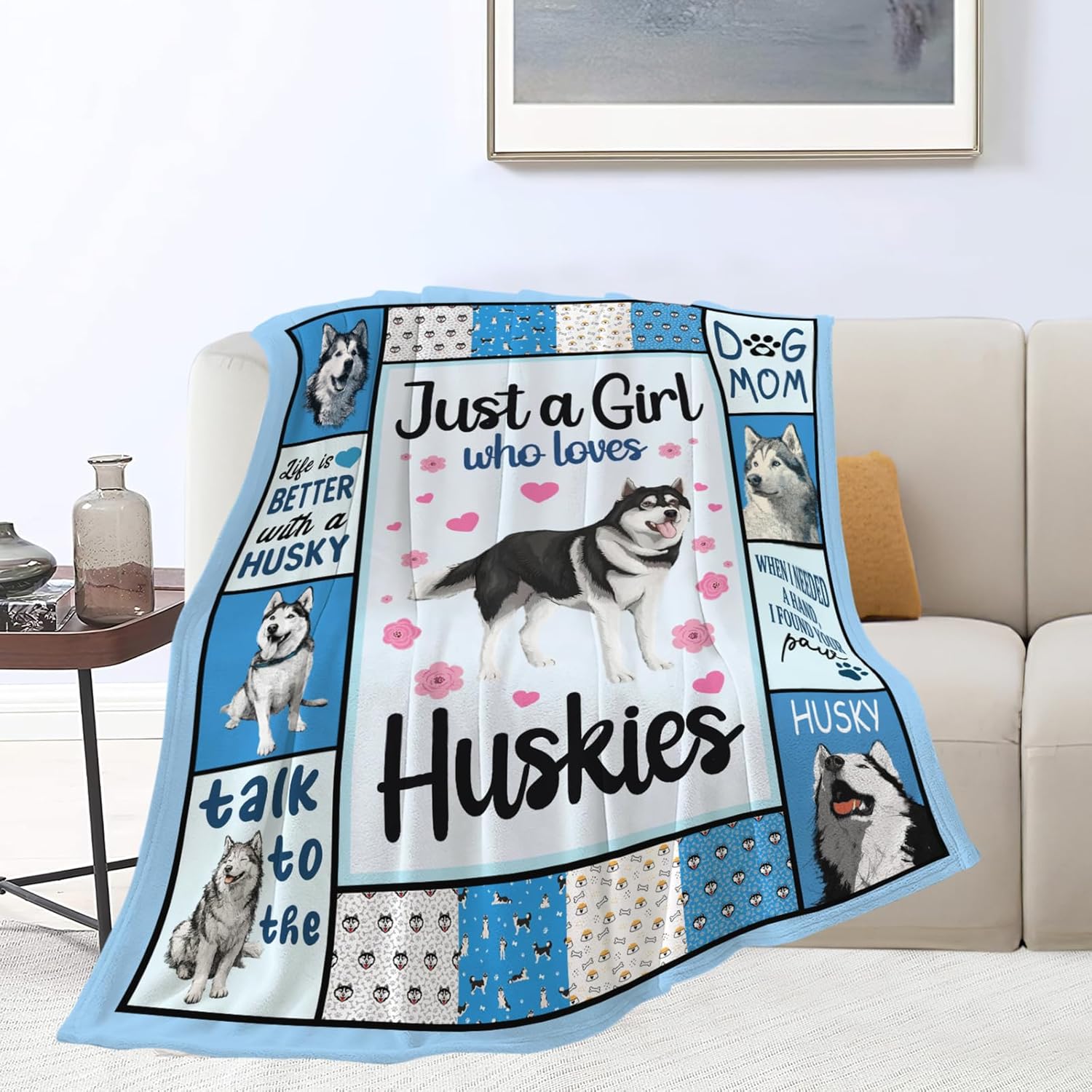 Husky Throw Blanket Husky Puppy Stuff Gifts for Dog Lover Kids Girls Boys Adults Women Men Soft Cozy Warm Plush Fluffy Fuzzy Fleece Blanket Decor 40''X50''