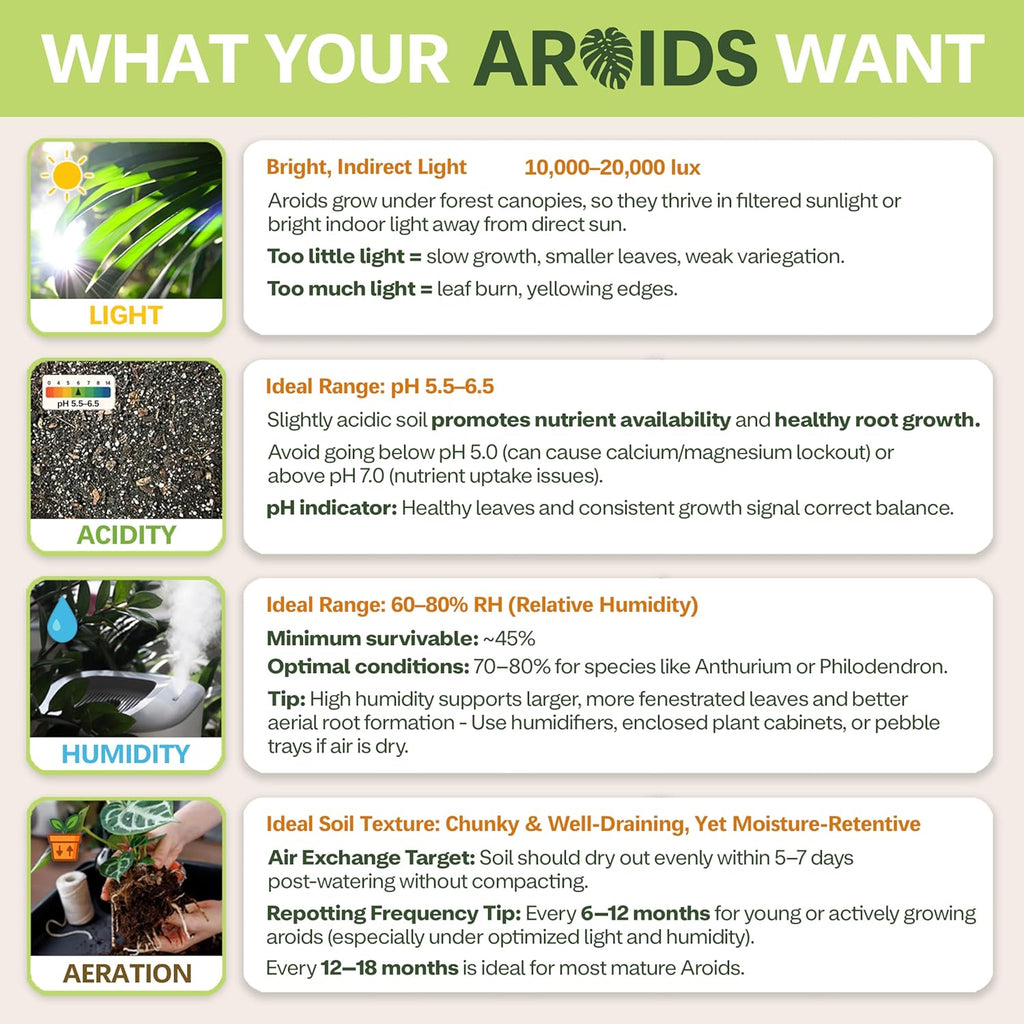 Premium AROID Soil Blend for Monstera, Philodendron, Alocasia, Anthurium – Chunky, Optimally Aerated Soil – Organic & Ready to Use – Supercharges Root and Foliage Growth - (2QTS)