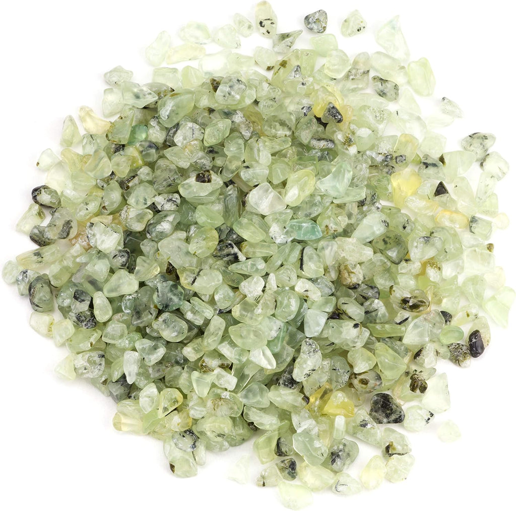 Cherry Tree Collection 1/2 Pound Polished Tumbled Gemstone Chips, Pebbles, Crystal Chips Bulk for Jewelry Making, Healing, Plants, Succulents, Aquariums, Decoration, Chakra (Prehnite)