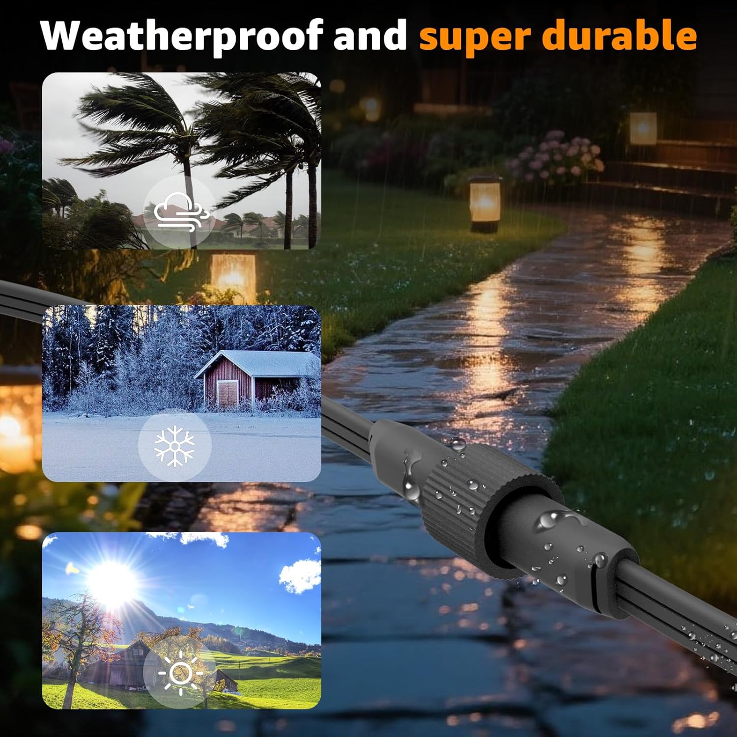Extension Cable for Govee Permanent Outdoor Lights Pro, IP68 Waterproof Extension Cord, for Govee H705A H705B H705C H706A H706B H706C H7067 Permanent Outdoor Lighting Systems (16FT)
