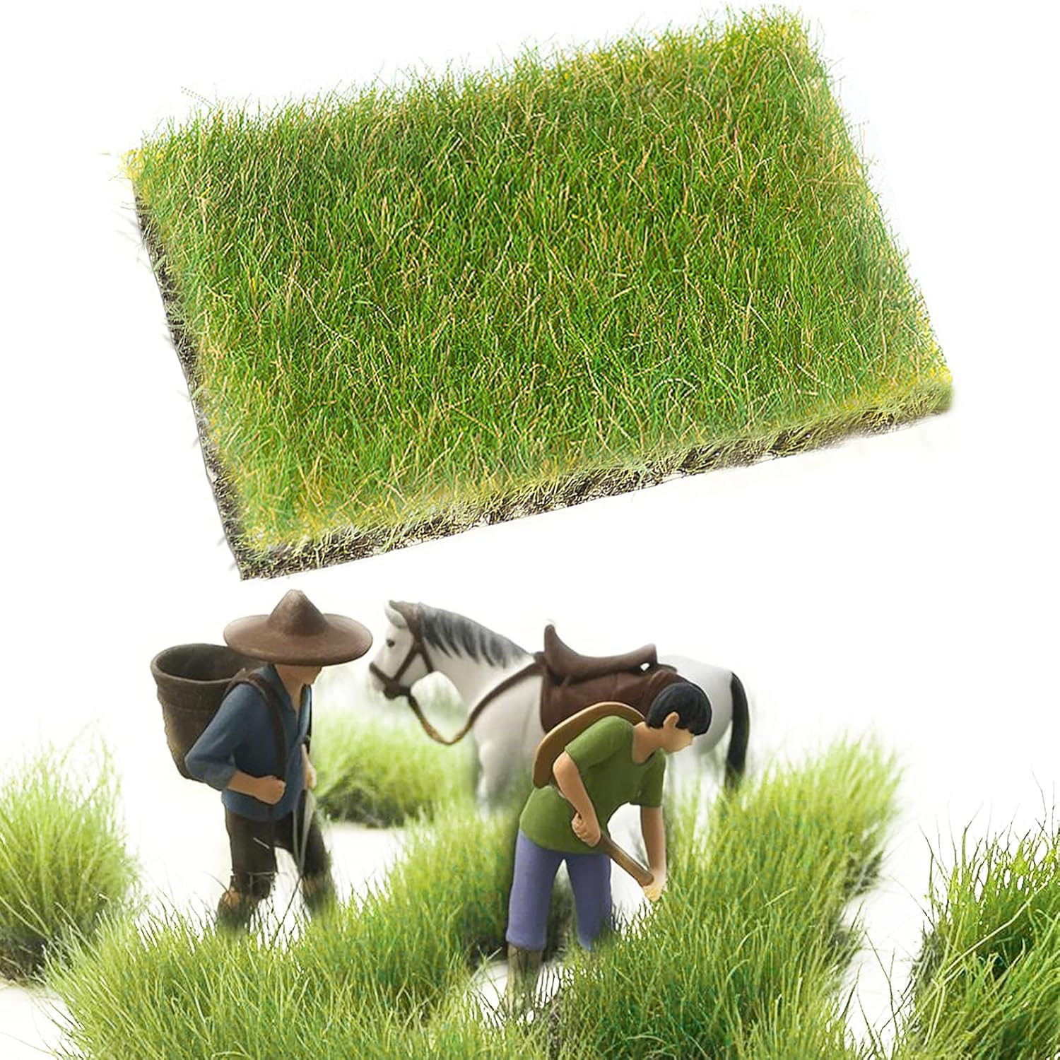 Warmtree Hand Torn Model Grass Tufts for Miniature Scenery Applicable for N & HO Scale for Train Layouts, Diorama Supplies, and Architectural Models(Army Green)