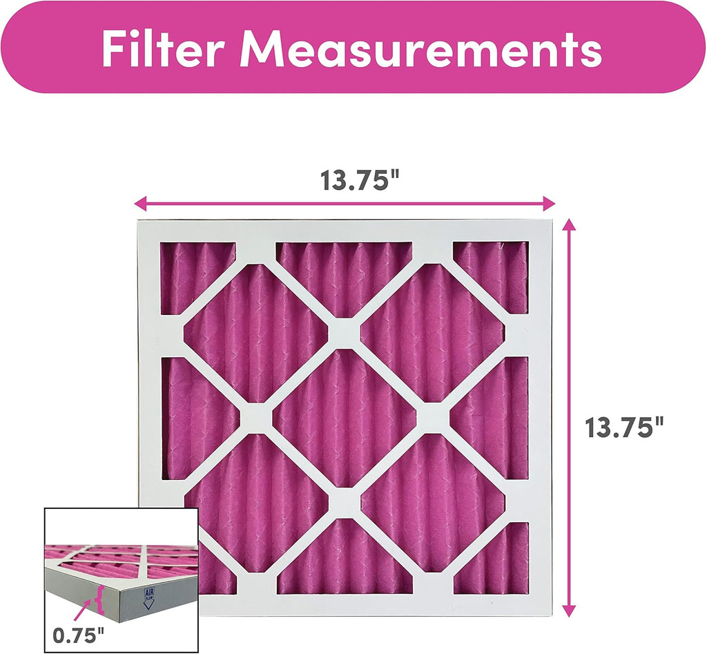 Colorfil 14x14x1 Air Filter (6-Pack) | Made in the USA | Color Changing | Remove Cat and Dog Odor | MERV 8 for Pet Hair Dander and Dust | 13.75"x13.75"x0.75" Exact Size