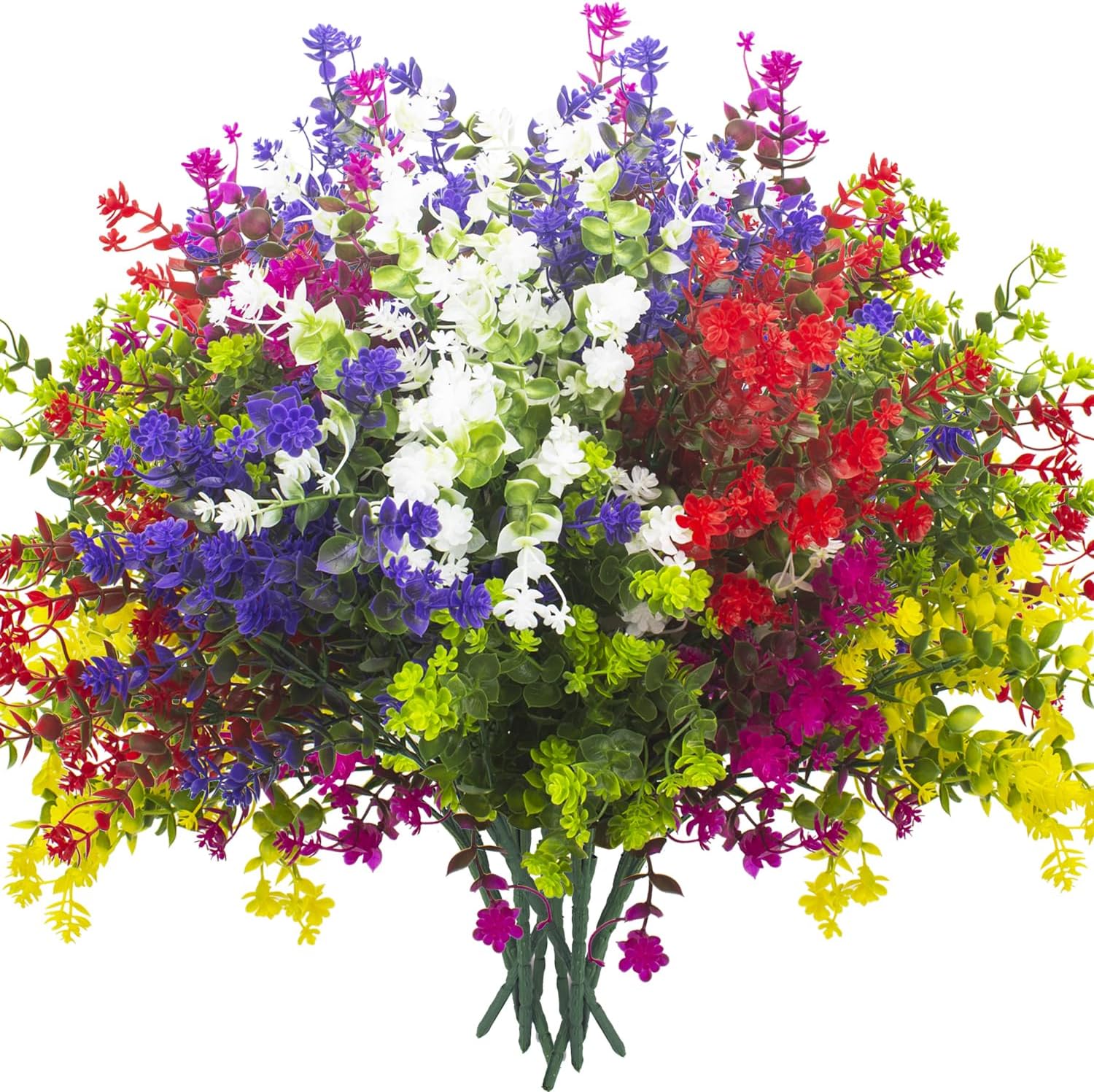 Artificial Flowers, 12 Bundles Outdoor Fake Flowers for Decoration UV Resistant Faux Plastic Plants Garden Porch Window Box Décor
