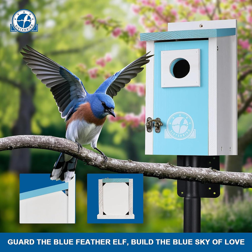 Bird Houses for Outside, Ice Blue Bird House, Bluebird Houses for Outside, Garden Decoration Birdhouses for Outdoors, Bluebird Finch Swallow Wren Chickadee