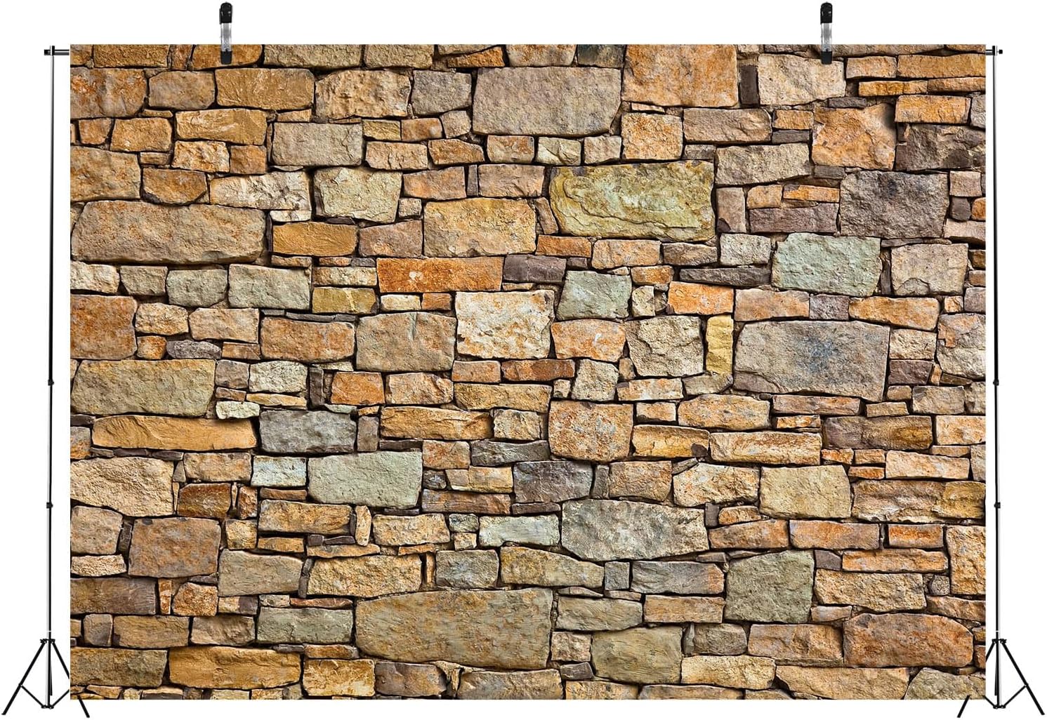 6x4ft Fabric Brick Stone Wall Photography Backdrop Retro Rustic Countryside Grunge Rock Texture Background Stage Theatre Play Cosplay Birthday Decoration Portraits Photo Shoot Props