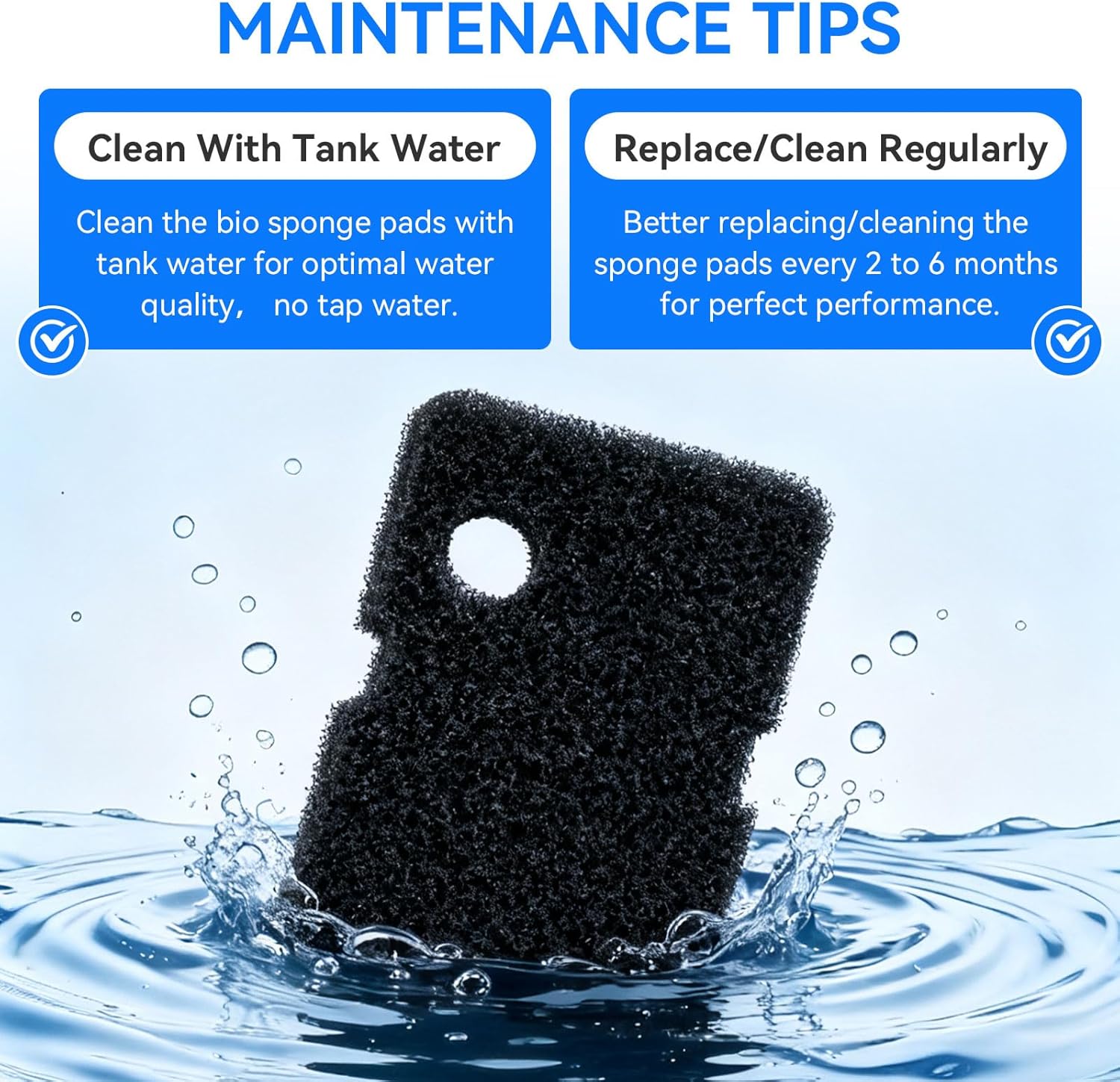 Canister Filter Media Replacement for Penn Plax Cascade 1200/1500 CCF4UL/CCF5UL Replacement Canisters Filters Bio Sponges for Aquariums Fish Tank Turtle Tank Filter Parts 2-Pack Black
