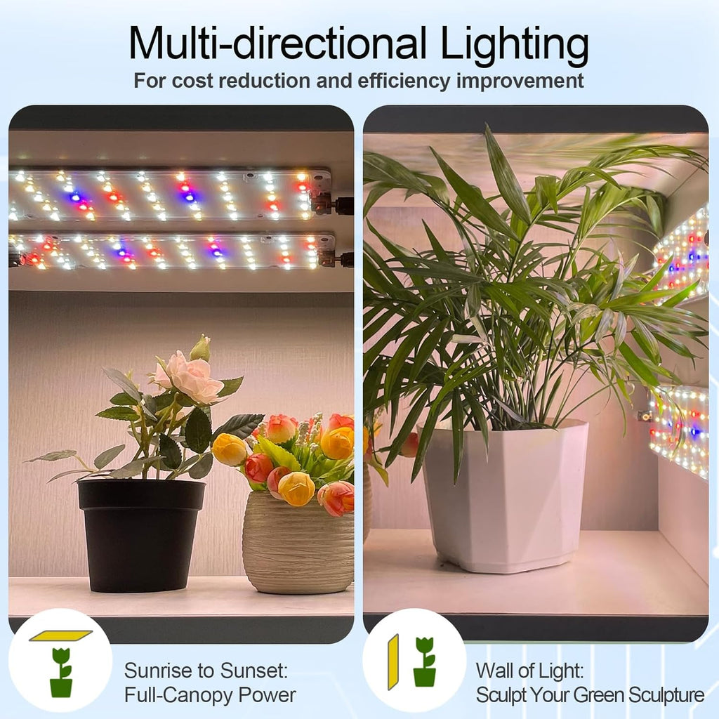 DOMMIA Grow Lights, 40W Linkable Grow Lights for Indoor Plants Full Spectrum, 6/12/16h Timer, Dimmable Ultra-Thin Plant Lights for Indoor Growing, Pinkish White, 2-Set
