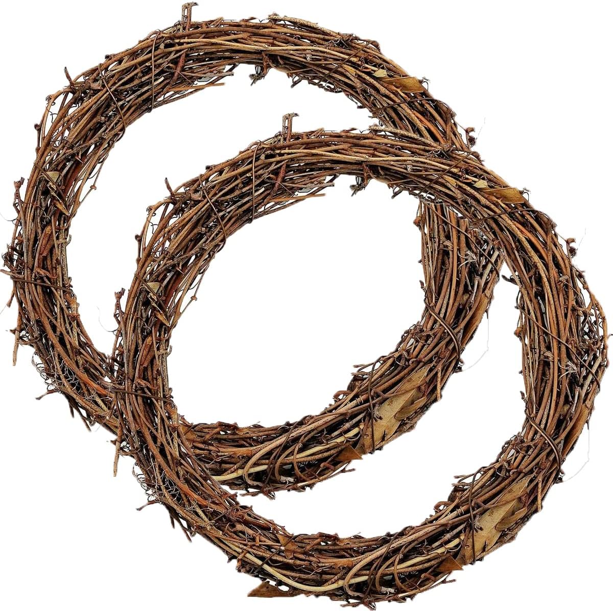 2pcs 18-20inch Large Natural Grapevine Wreath Rings Rattan Vine Branch Wreath Hoop for DIY Craft Christmas Easter Holiday Decoration Seasonal Decors (2pcs 50cm/18-20inch)