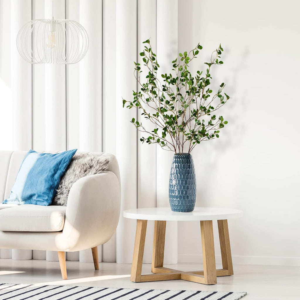 Sggvecsy 43’’ 3Pcs Artificial Ficus Branches Faux Leaf Spray Green Eucalyptus Branches Artificial Greenery Stems Fake Ficus Twig Plants for Home Office Wedding Vase Filler Shop Decoration