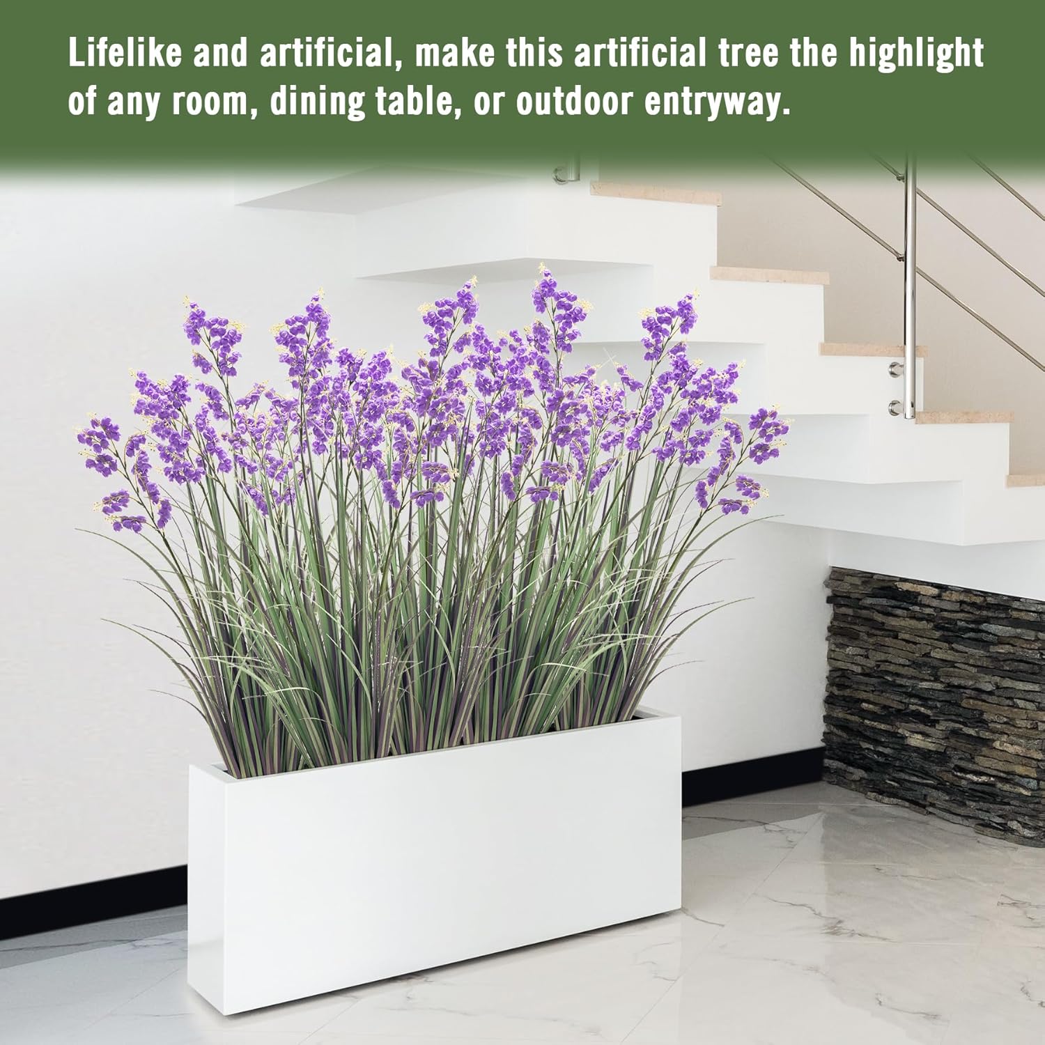 Green Onions Home Decor Fake Plants Lily of The Valley Snake Plant Home DéCor Accents Artificial Grass Room Decor Artificial Plants Indoor Artificial Grass 47“ 1 Pack（Purple）