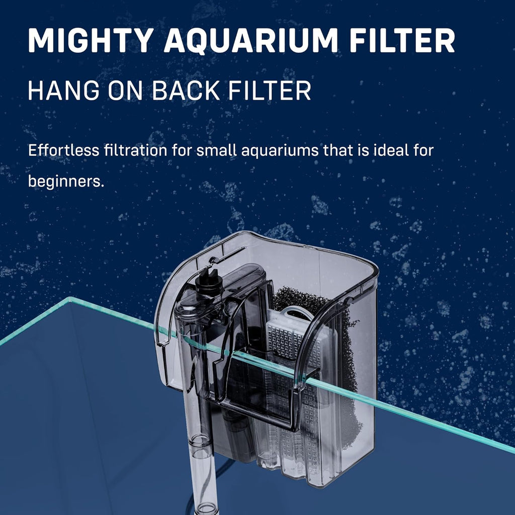 Mighty Aquarium Hang On Back Filter - Aquarium HOB Filter - Adjustable Fish Tank Filter - Aquarium Filters - Nano Aquarium Filter - Fish Aquarium Filter - Hang On Back Aquarium Filter (2-5 Gallons)