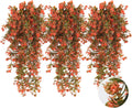 SJL Fall Faux Hanging Plants Artificial Fall Hanging Flowers Artificial Outdoor UV Resistant Fake Vine Plant Faux Greenery Plastic Plants for Farmhouse Thanksgiving Patio Party Decor (Salmon)