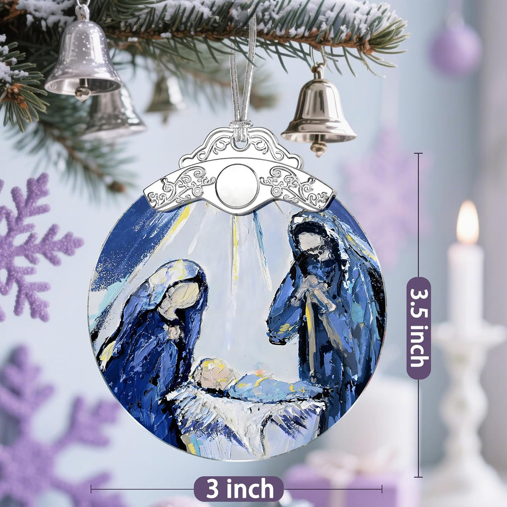 Stained Glass Christian Ornament, Nativity Christmas Ornaments, Christmas Decorations for Tree, Holiday Ornament, Christian Gifts, Religious Gifts, Gift Ideas & Xmas Gift