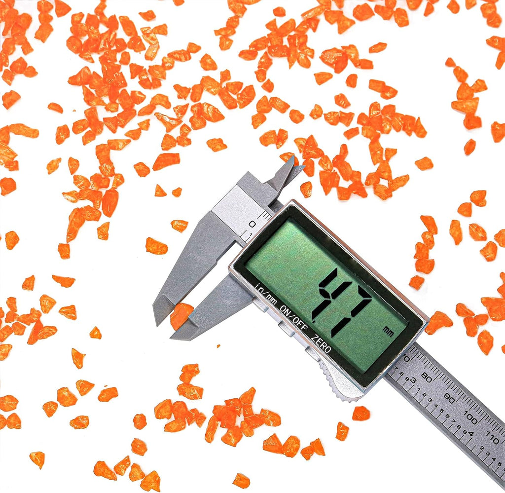 Crushed Glass for Resin Art - 3-6mm Orange Red, 1.5lb | Broken Glass Pieces for Crafts, Vase Filler & Fire Pit Media | Decorative Stones