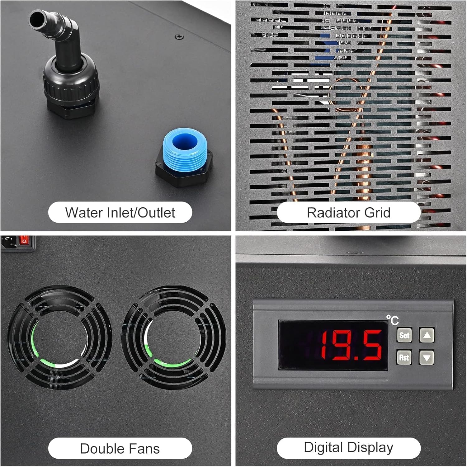 Water Chiller for Cold Plunge 79 Gal, 1/3 HP Aquarium Chiller, Cooling System with Quiet Pump and 3M Pipe for Fish Tank, Hydroponics, Freshwater Saltwater Fish, Coral, Shrimp, Jellyfish, 110V, 300ml