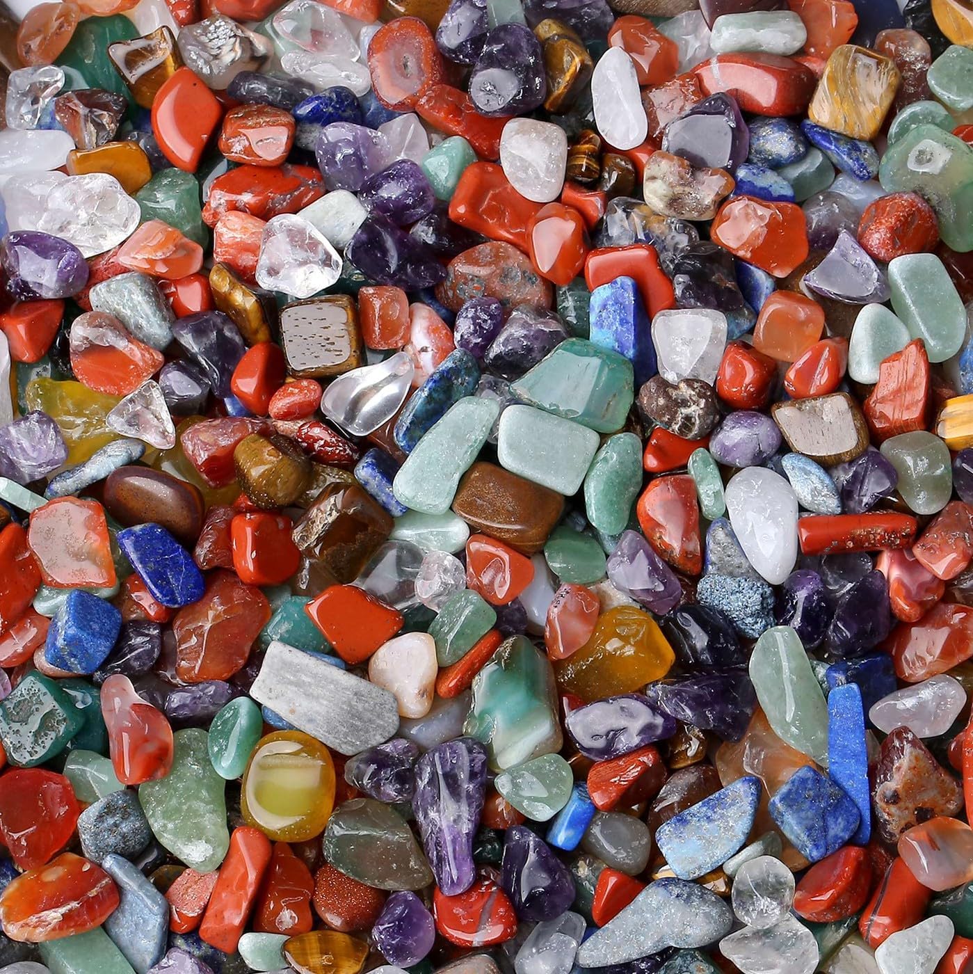 LAIDANLA 1lb Mixed 7 Chakra Crystal Aquarium Gravel Polished Tumbled Stones Irregular Shaped Crystal Chips Bulk Natural Gemstone Rocks Outdoor Decoration Vase Filler Fish Tank Gravel