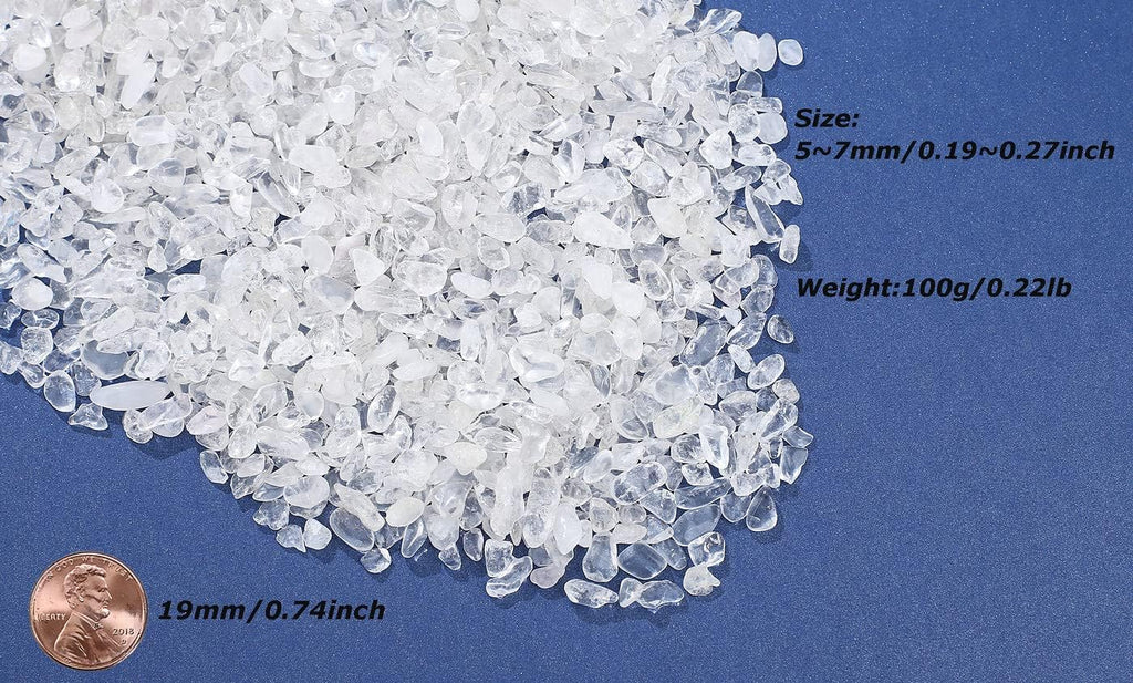 LAIDANLA Clear Quartz Crushed Stone Crystal Chips Bulk Natural Gemstones Healing Reiki Crystals Mini Quartz Vase Filler Aquarium Gravel 100g