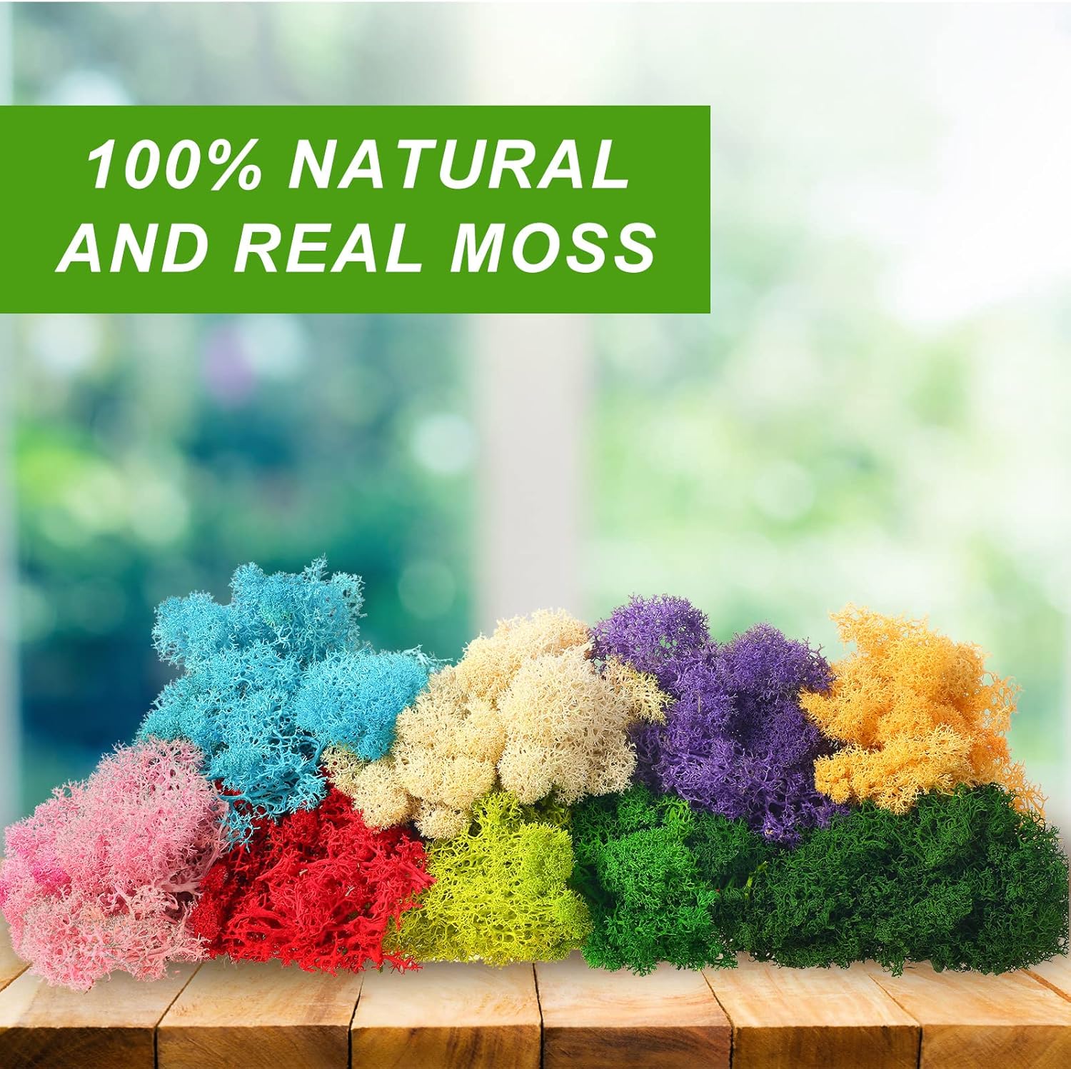 7 Oz Colored Fake Moss Preserved for Crafts Artificial Decorative Moss Faux Garden Dried Floral Forest for Terrariums Wall Decor Fairy Gardens Wedding Floral Project(Mixed Color)