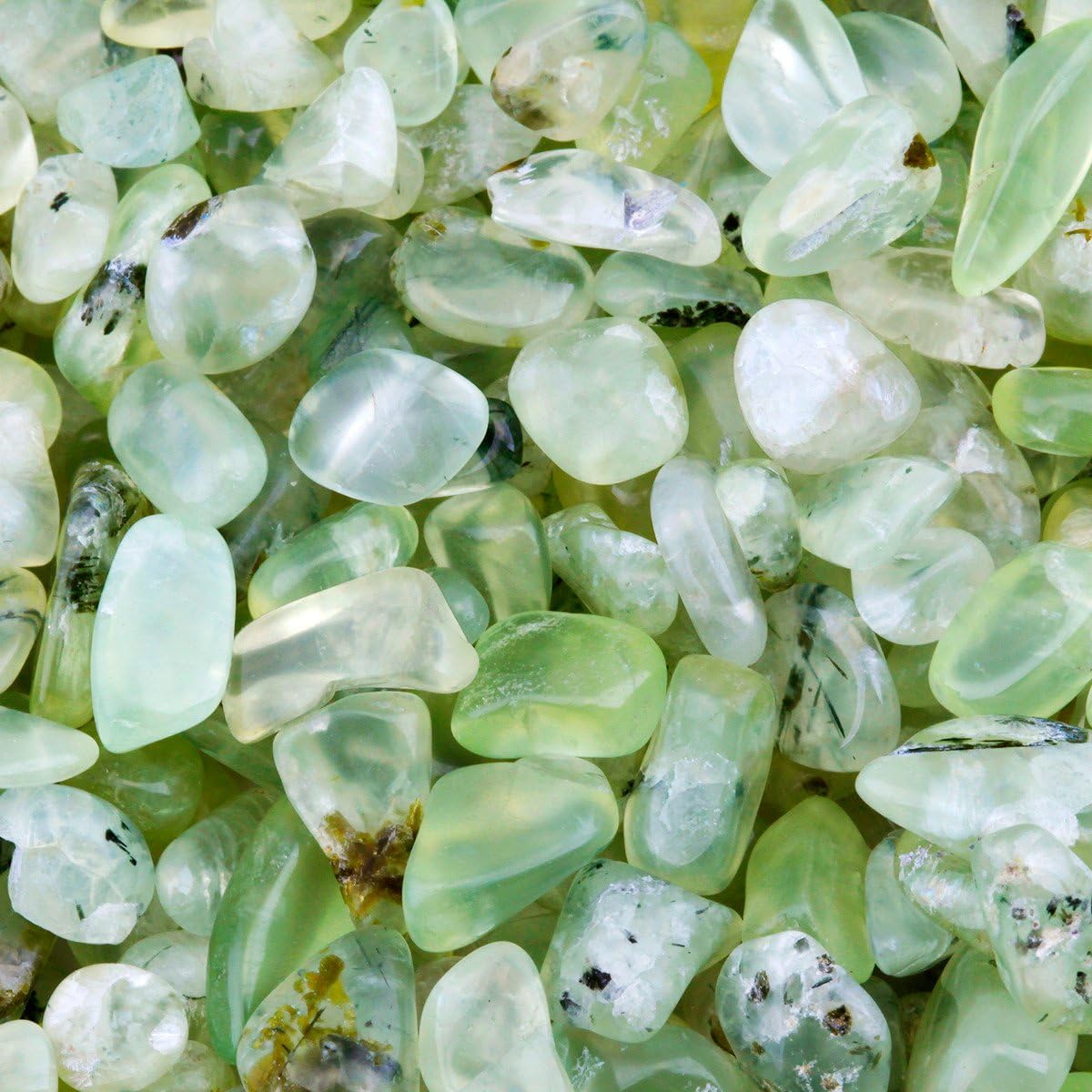 SUNYIK Green Prehnite Tumbled Chips Stone,Crushed Crystal Quartz Pieces,Irregular Shaped Stones,1pound(about 460 gram)