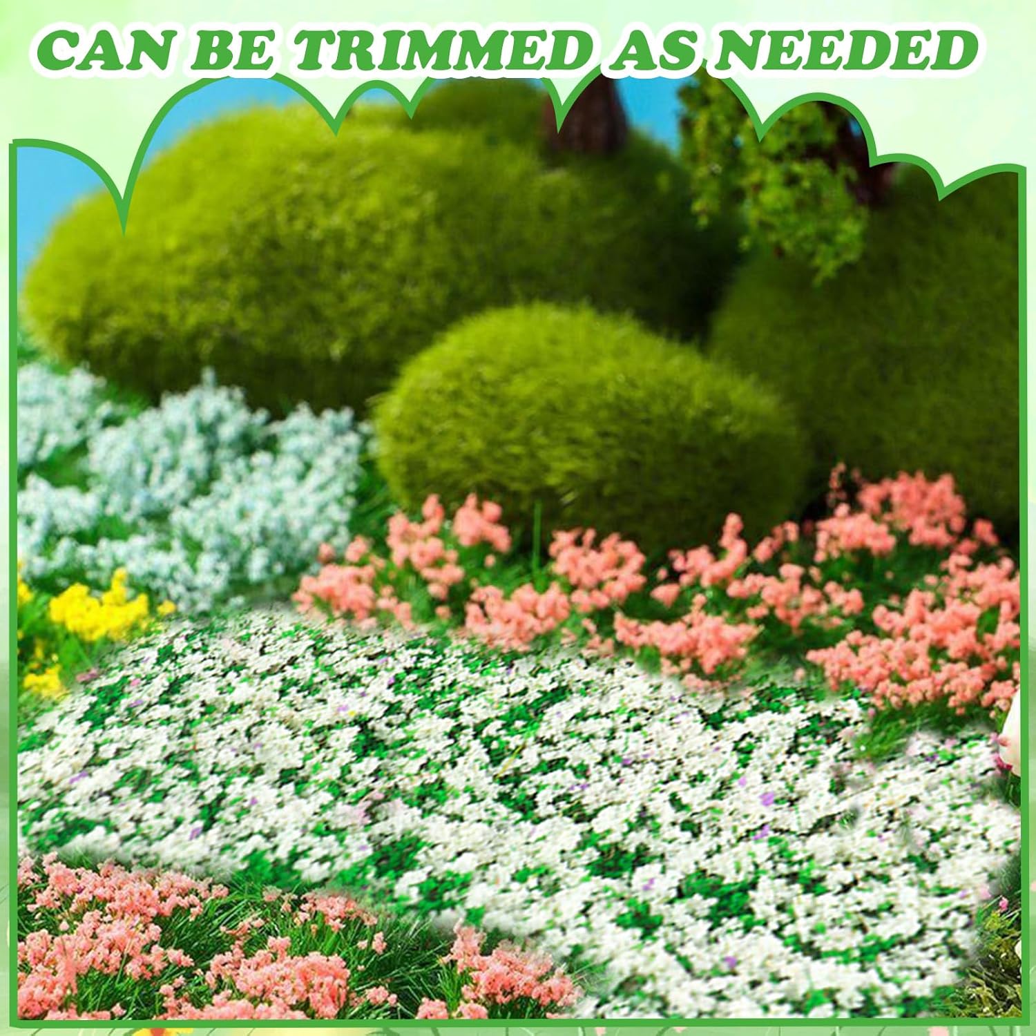 Warmtree Hand Torn Model Grass Tufts Flower Cluster for Miniature Scenery Applicable for N & HO Scale for Train Layouts, Diorama Supplies, and Architectural Models (White)