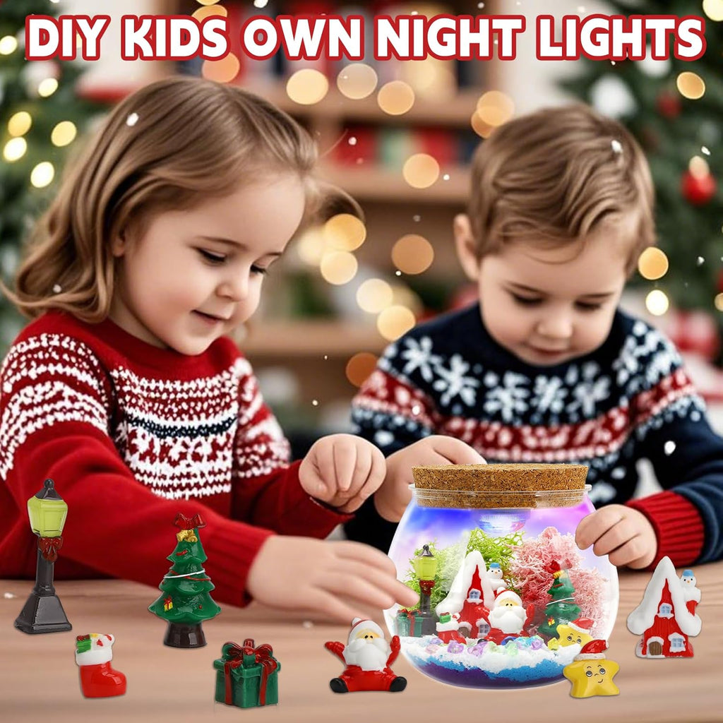 Christmas Light-Up Terrarium Kit for Kids - LED Night Light Birthday Gift for Girls Ages 4 5 6 7 8-12 Year Old - Christmas Toys DIY Arts and Crafts Kit for Kids - Best Presents for Girls
