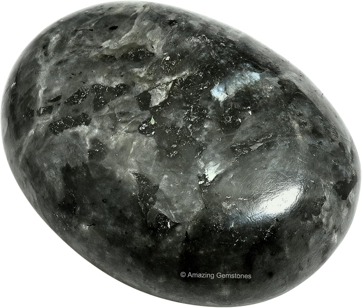 Amazing Gemstone Larvikite Crystals and Healing Stones - Large Palm Stone Crystals Piedra - Crystal for Good Luck, Balanced Positive Energy, Meditation - Unique Stocking Stuffers, Gifts for Women, Men