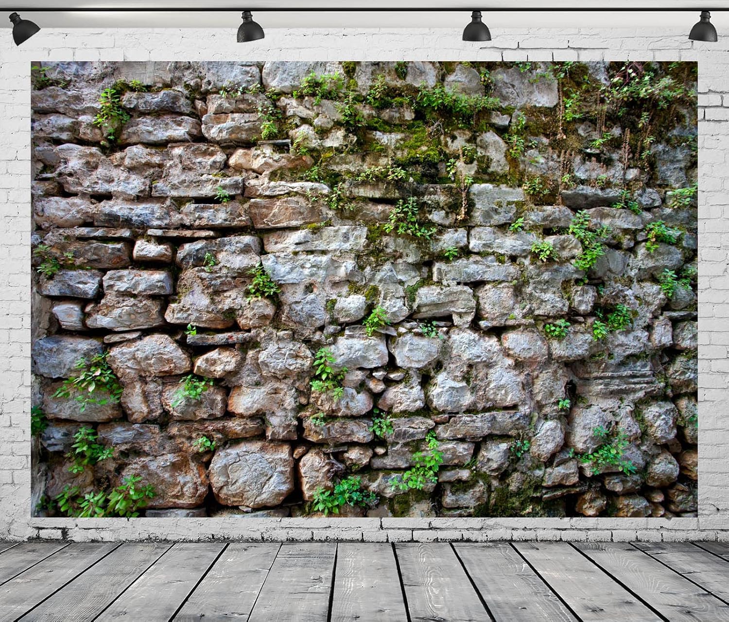 BELECO 15x8ft Fabric Vintage Brick Stone Wall Backdrop for Photography Overgrown Wall Ancient Rock Wall Textured Background Medieval Castle Stone Wall for Party Decorations Studio Booth Photo Props