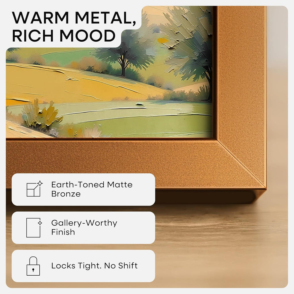 Homeforia 24x36 Picture Frame Bronze, High End Metal 24 x 36 Large Poster Frames with Mat 20 by 30 Photo, 24x36 Brass Frame Matted to 20x30 Print, 36x24 Thin Frames, Tempered Glass, Wall Kit, Set of 2