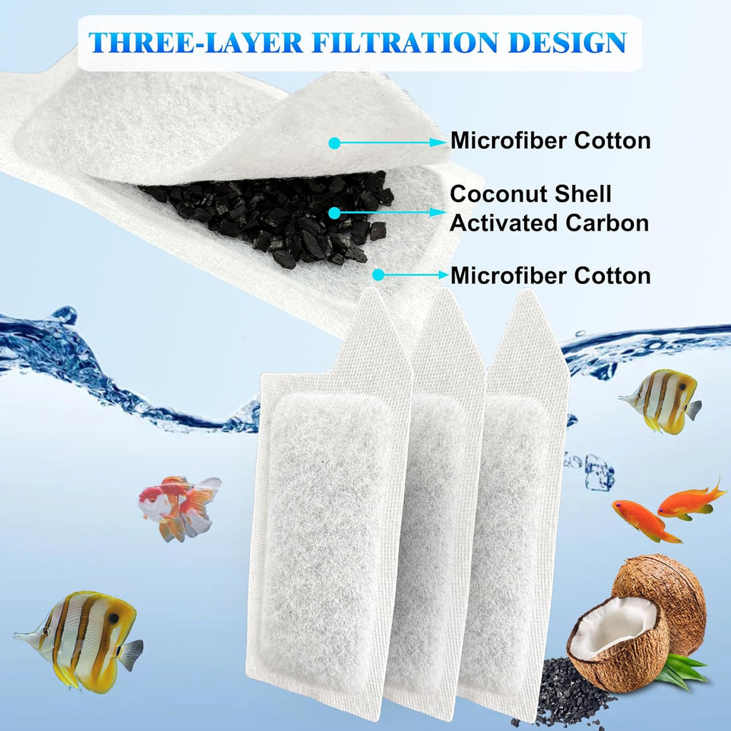 6 Pack Replacement Small Size Cartridges for Tetra Whisper Small Fish Tanks Filter; Refilled Filter Cartridges S Size for Aquarium Kits 3-10 Gallons Betta Fish Tank Kit